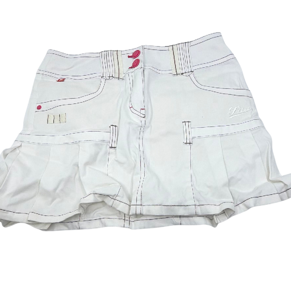 Fila Golf Pleated White Cotton Blend M Skirt